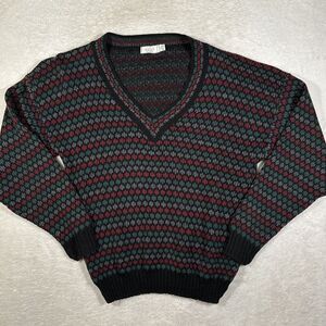 Vintage 80s‎ Sears Mens Store Large Oversized Aztec Tribal Grandpa Sweater USA